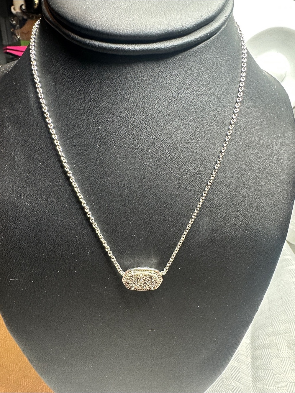 Kendra Scott necklace Elisa silver gray druzy